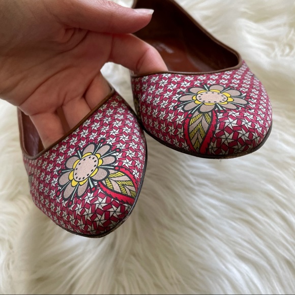 Sergio Rossi Printed Ballet Flats Leather Red 9 - Picture 5 of 8